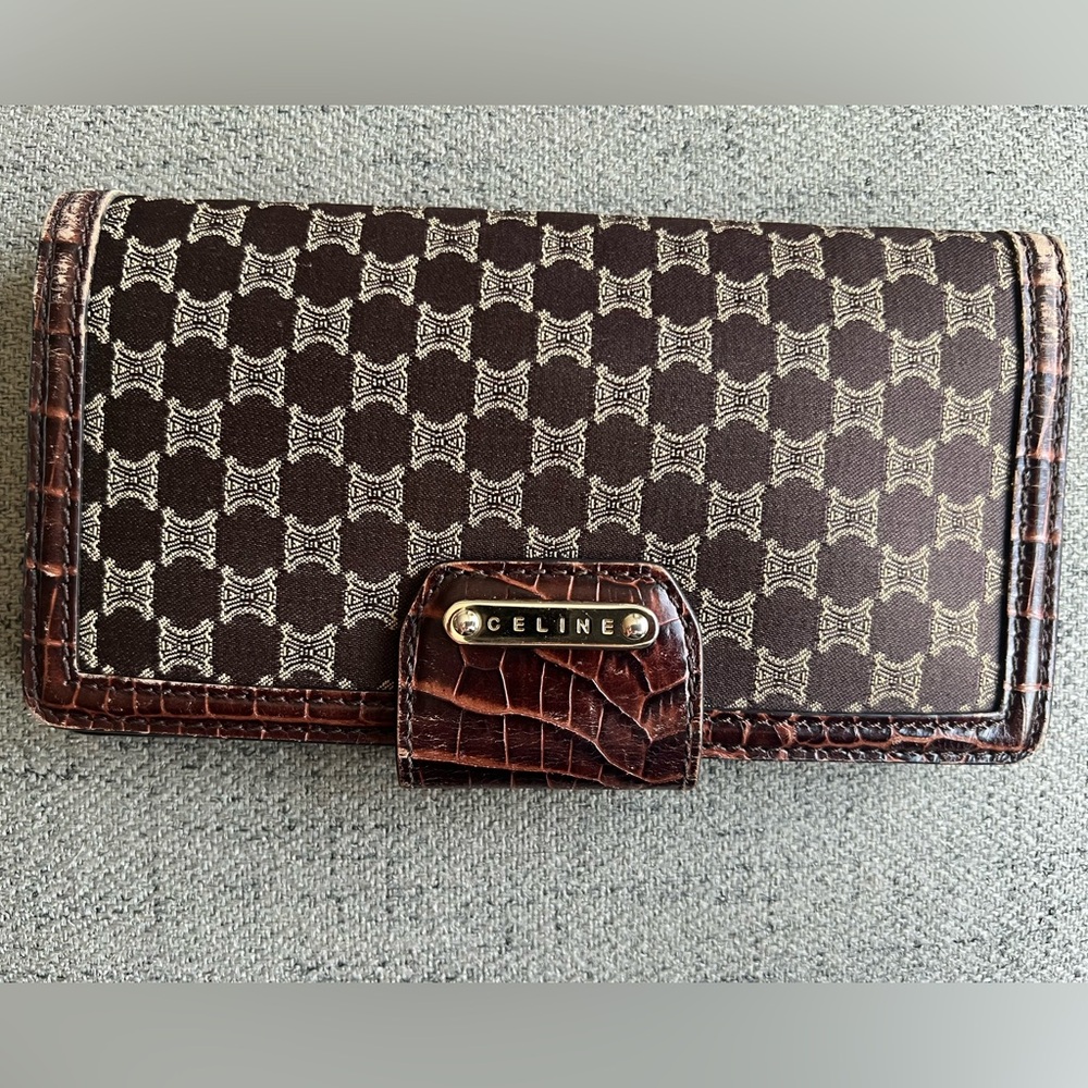Celine Macadam brown bifold snap wallet